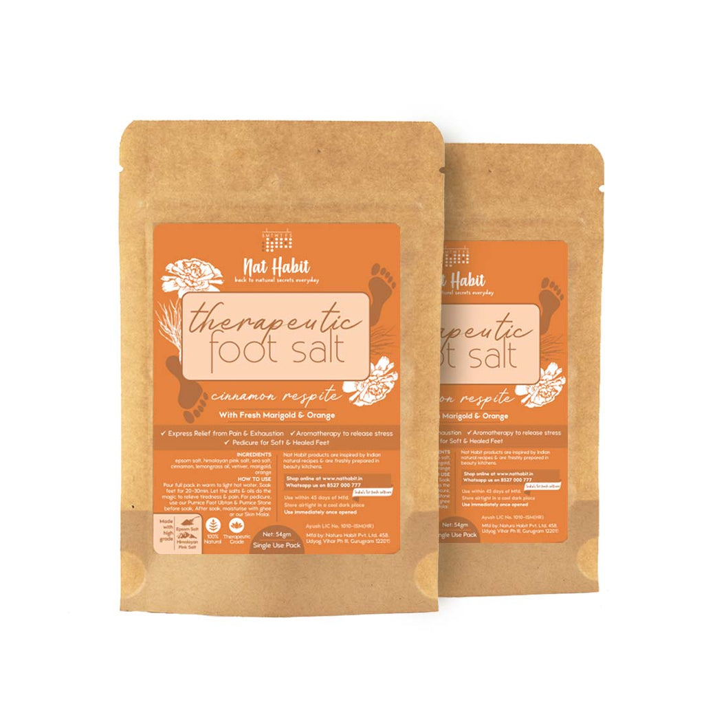 Nat Habit Cinnamon Therapeutic Foot Salt with Marigold & Orange, Foot Soak, Bath Salt, Pain Relief
