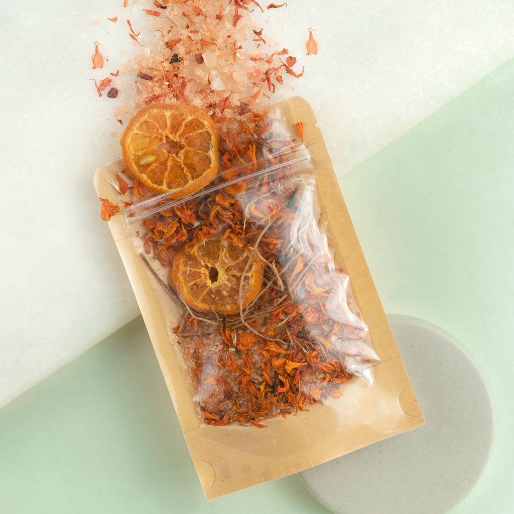 Nat Habit Cinnamon Therapeutic Foot Salt with Marigold & Orange, Foot Soak, Bath Salt, Pain Relief