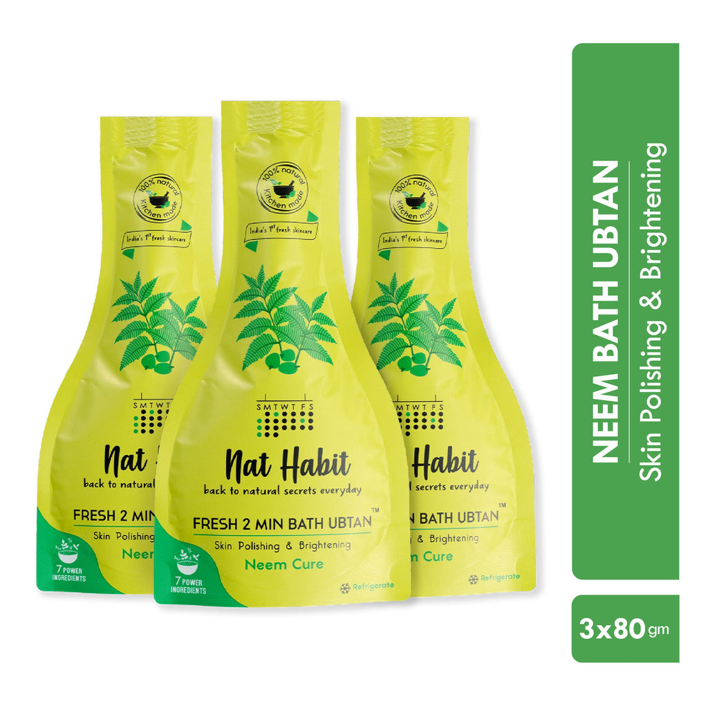 Nat Habit Fresh Bath Ubtan - Neem Cure 2 Minutes Body Ubtan with Neem, Pulses, Raw Milk and Curd