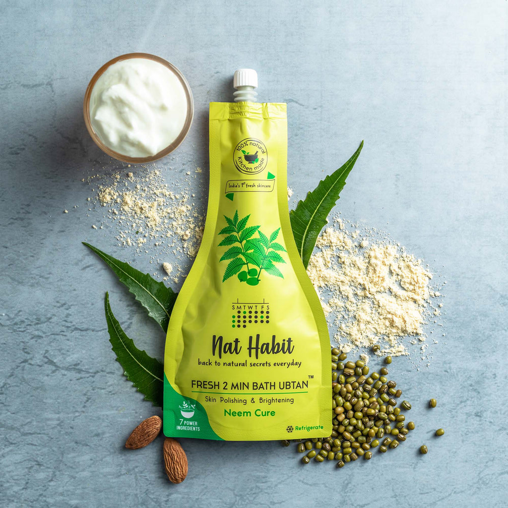 Nat Habit Fresh Bath Ubtan - Neem Cure 2 Minutes Body Ubtan with Neem, Pulses, Raw Milk and Curd