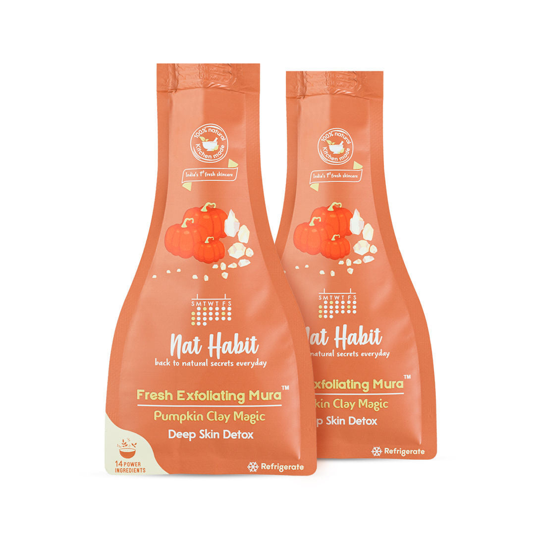 Nat Habit Pumpkin Clay Exfoliating Mura, Face Scrub for Deep Skin Detox with Natural Salicylic Acid