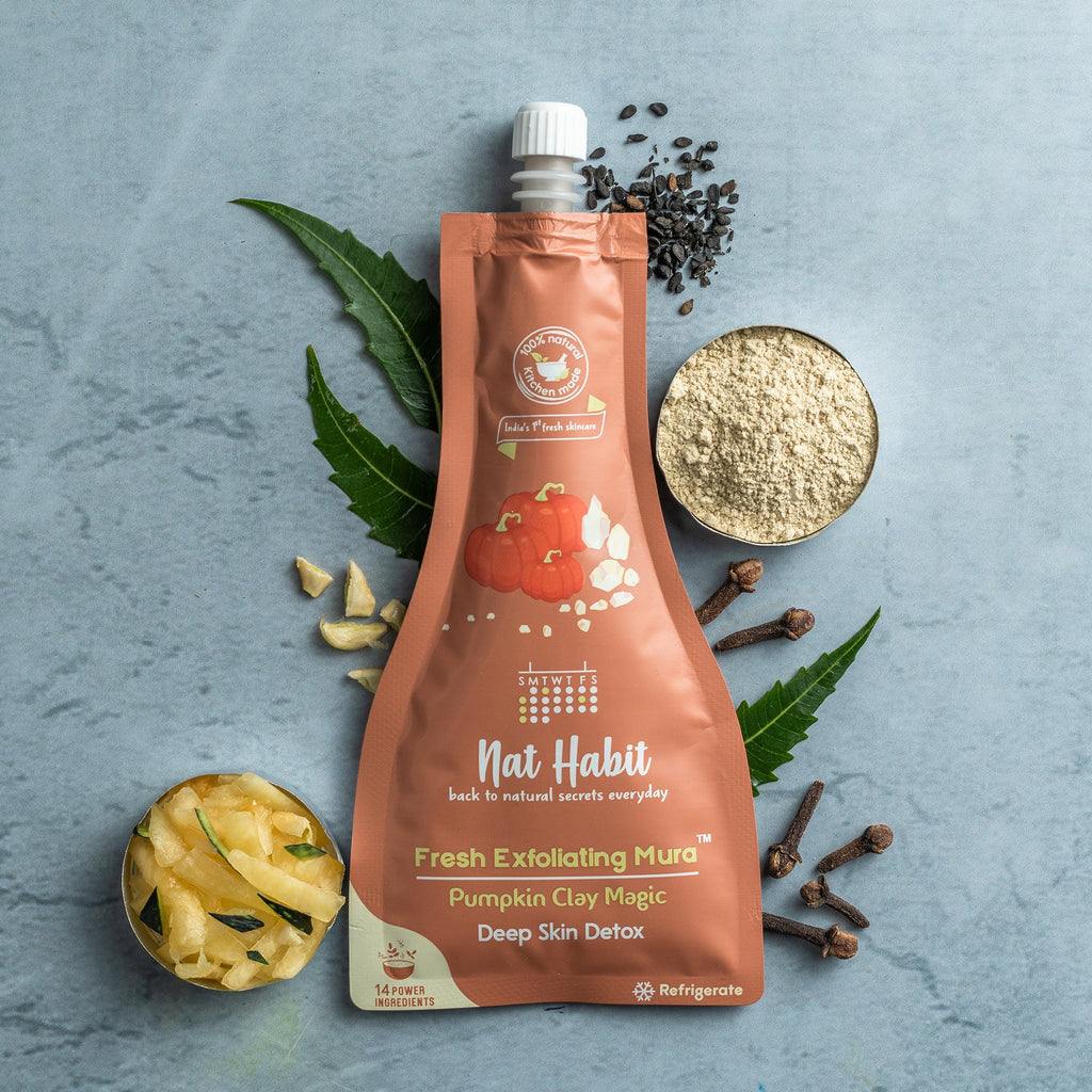 Nat Habit Pumpkin Clay Exfoliating Mura, Face Scrub for Deep Skin Detox with Natural Salicylic Acid
