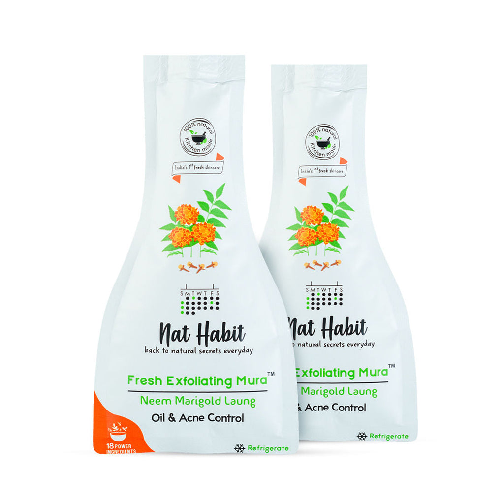 Nat Habit Neem Marigold Laung Exfoliating Mura, Ayurveda Face Cleansing Scrub for Acne, Oily Skin