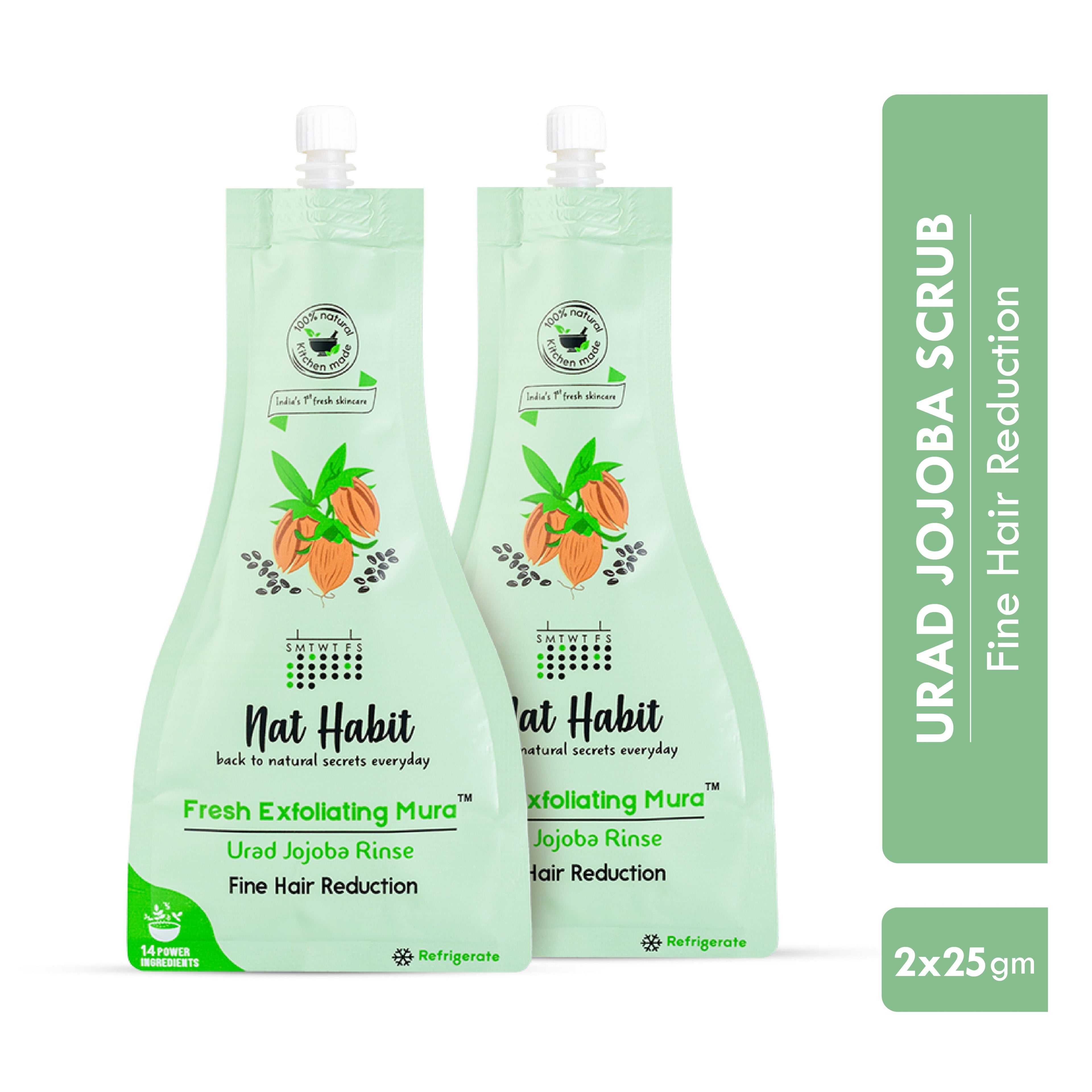 Nat Habit Urad Jojoba Exfoliating Mura, Ayurvedic Face Scrub for Fine Hair Reduction and Blackheads