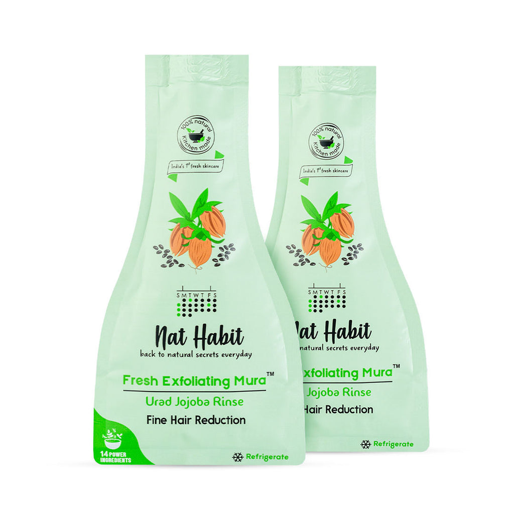 Nat Habit Urad Jojoba Exfoliating Mura, Ayurvedic Face Scrub for Fine Hair Reduction and Blackheads