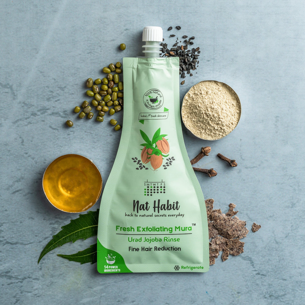 Nat Habit Urad Jojoba Exfoliating Mura, Ayurvedic Face Scrub for Fine Hair Reduction and Blackheads