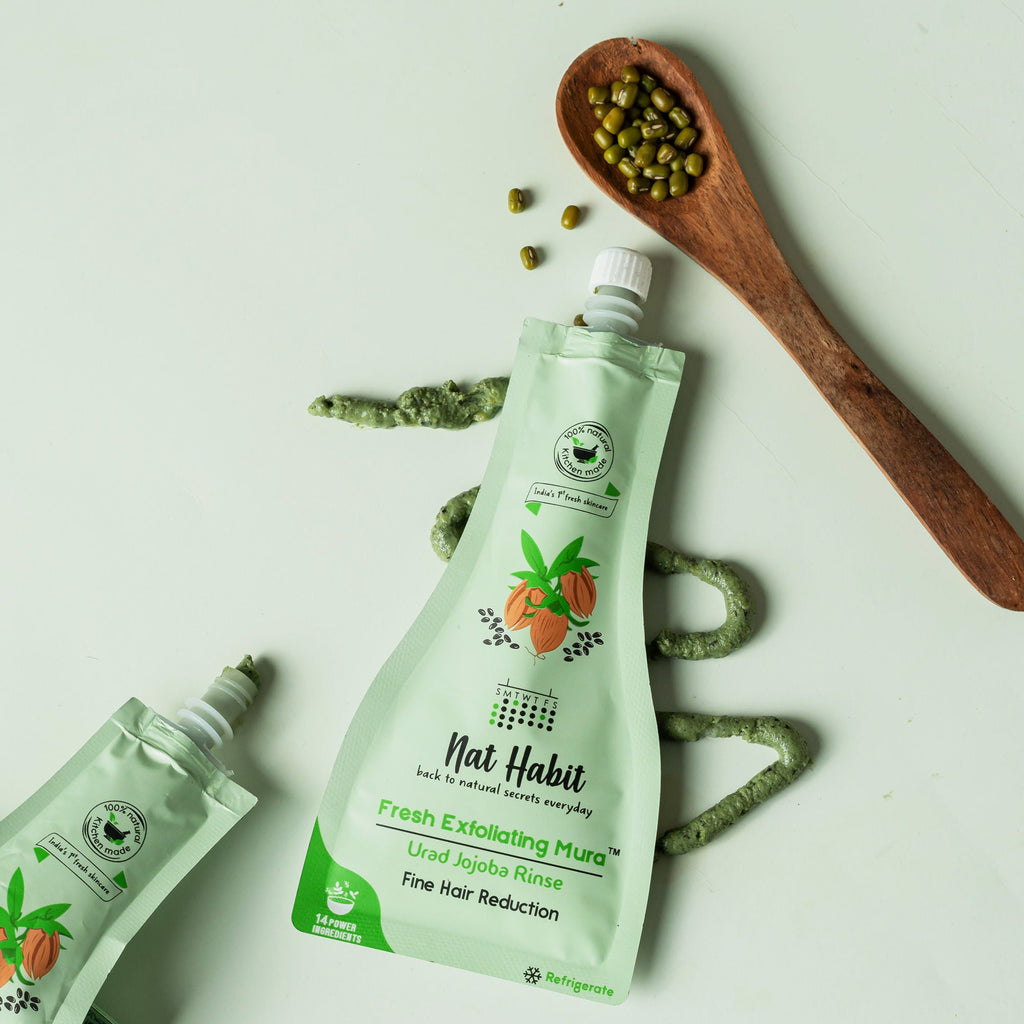 Nat Habit Urad Jojoba Exfoliating Mura, Ayurvedic Face Scrub for Fine Hair Reduction and Blackheads