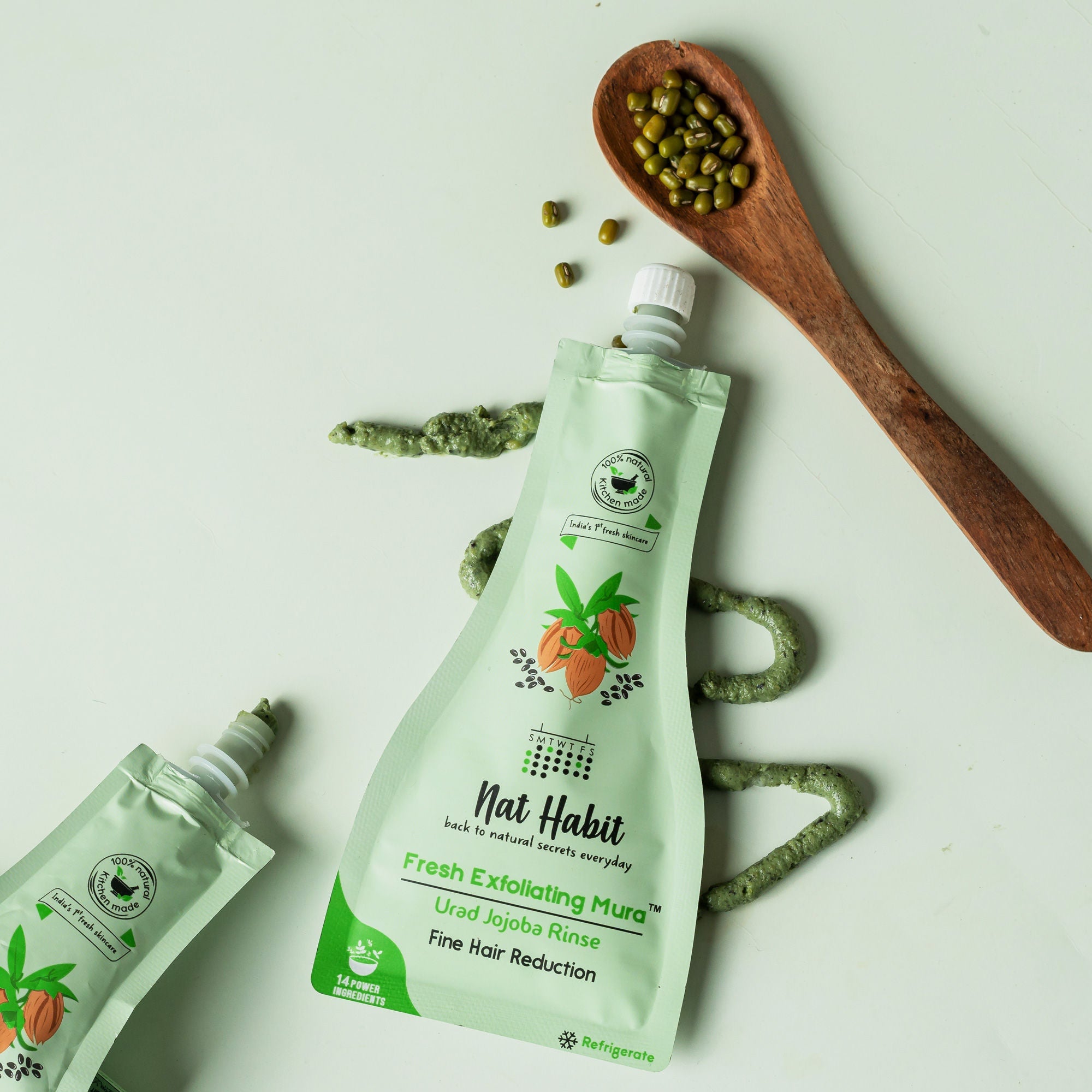 Nat Habit Urad Jojoba Exfoliating Mura, Ayurvedic Face Scrub for Fine Hair Reduction and Blackheads