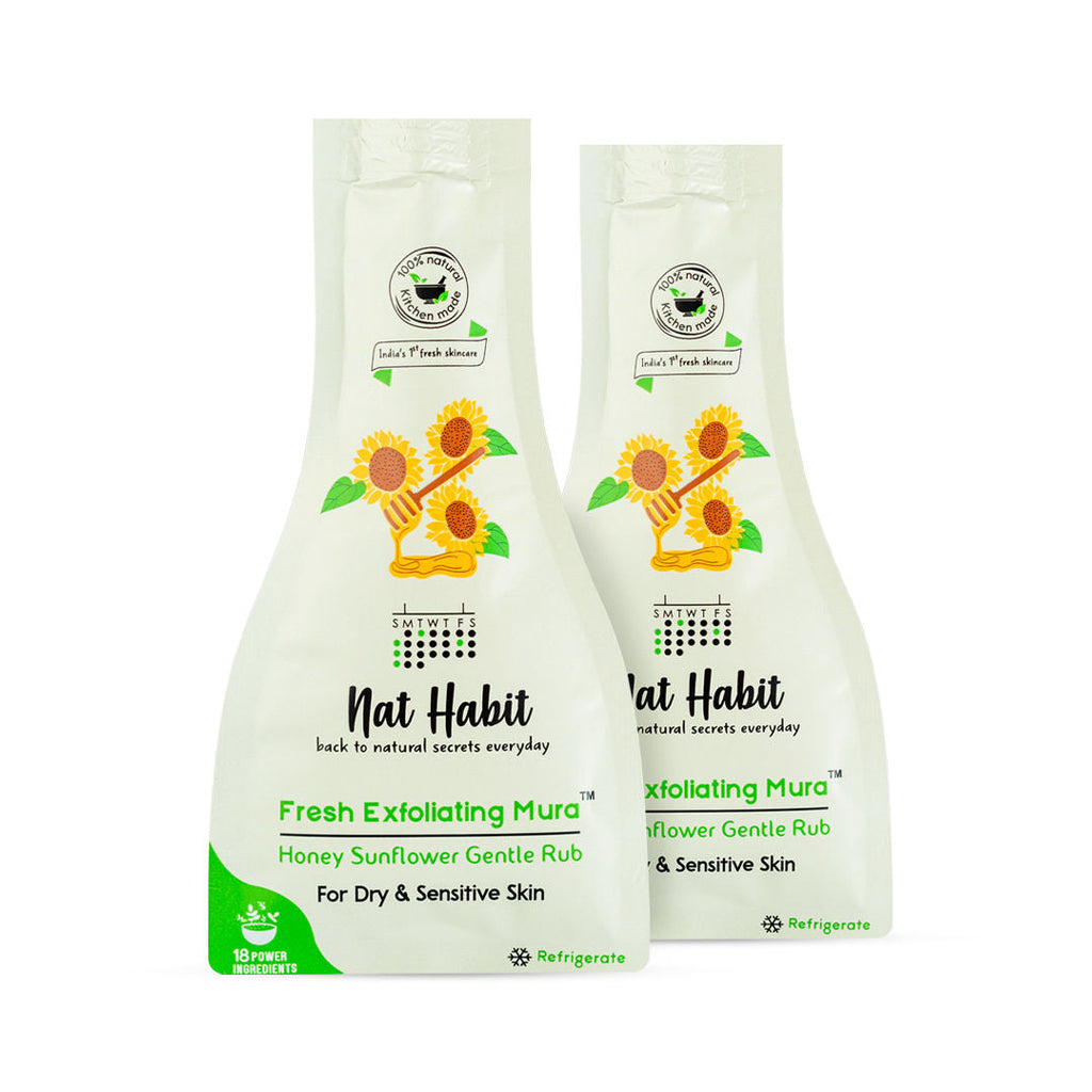 Nat Habit Honey Sunflower Exfoliating Mura, Face Scrub for Dry & Sensitive Skin, Ayurvedic Scrubber