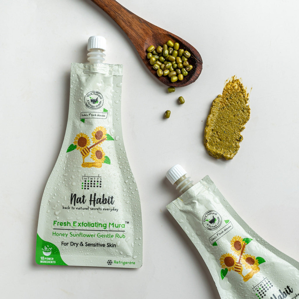 Nat Habit Honey Sunflower Exfoliating Mura, Face Scrub for Dry & Sensitive Skin, Ayurvedic Scrubber
