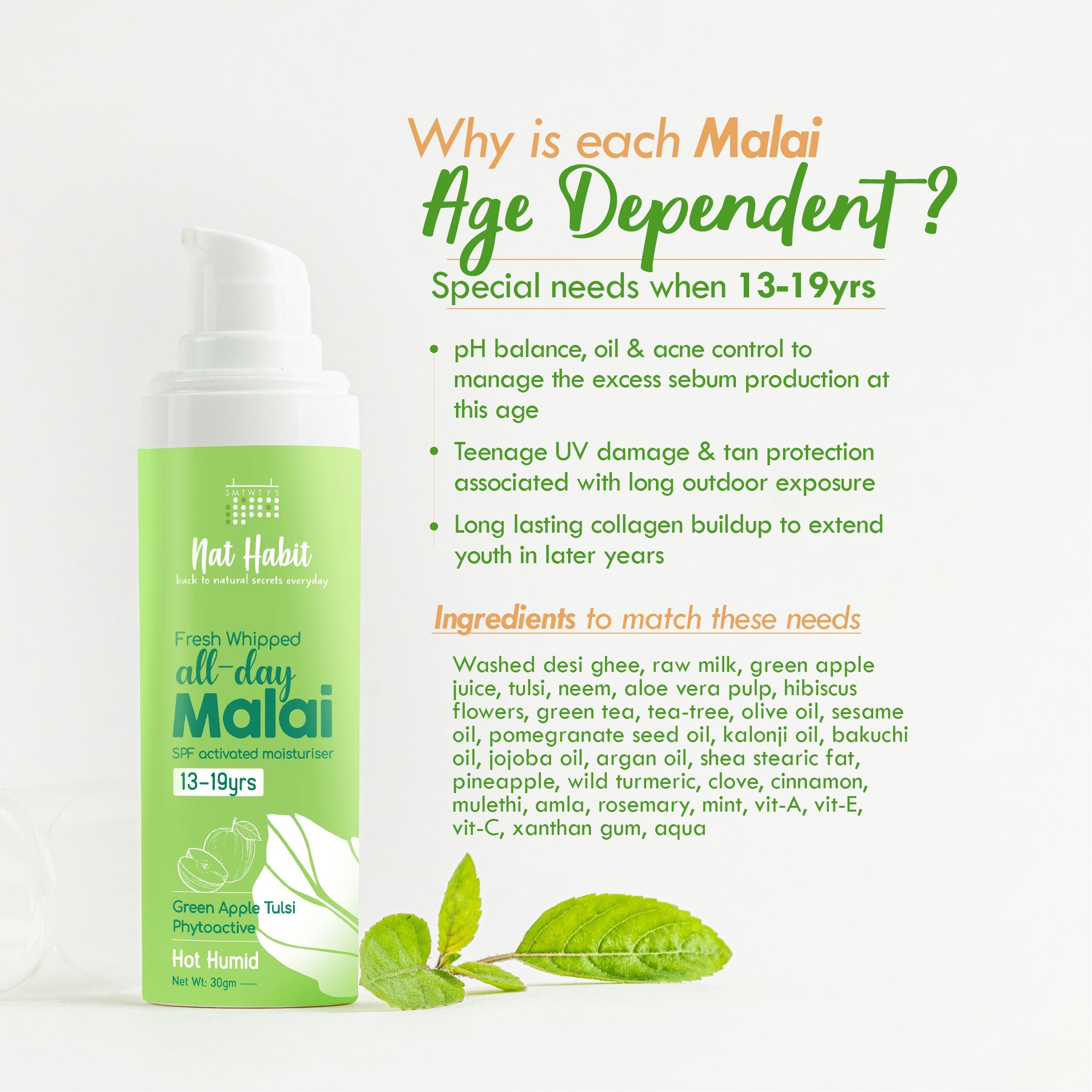 Nat Habit Green Apple Tulsi Light Moisturizer, Face Moisturizer For Combination Skin With Vit C
