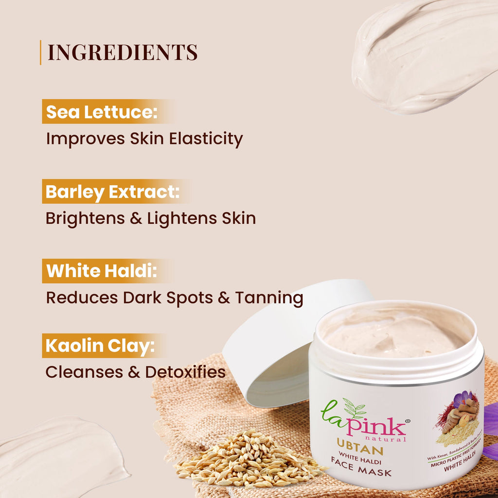 La Pink Ubtan Face Mask Pack With Saffron For Fresh & Glowing Skin, Removes Tan & Blemish
