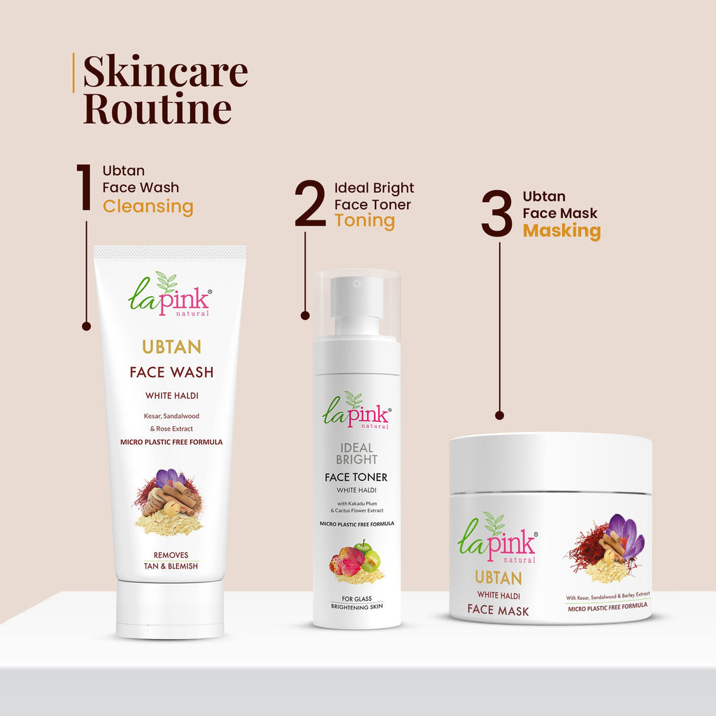 La Pink Ubtan Face Mask Pack With Saffron For Fresh & Glowing Skin, Removes Tan & Blemish
