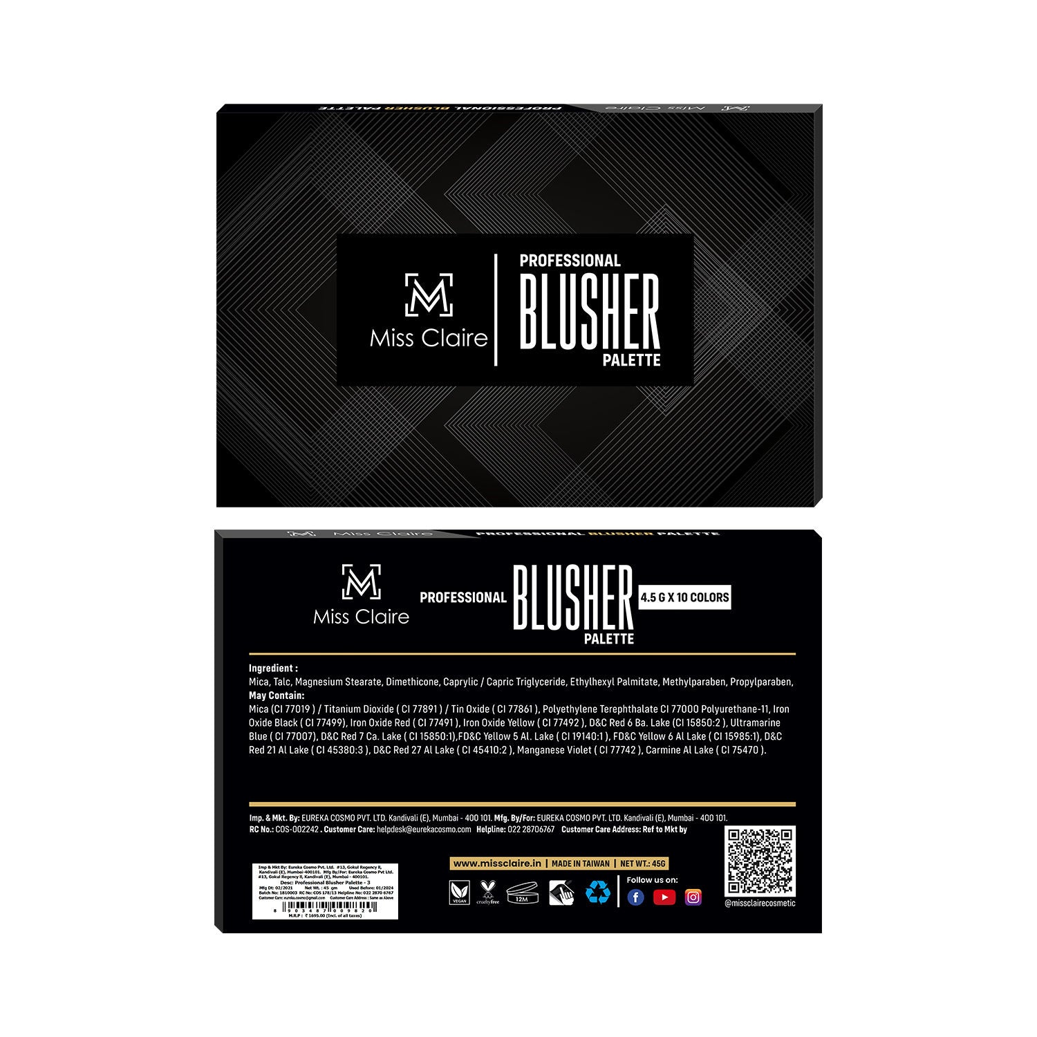 Miss Claire Professional Blusher Palette - 3