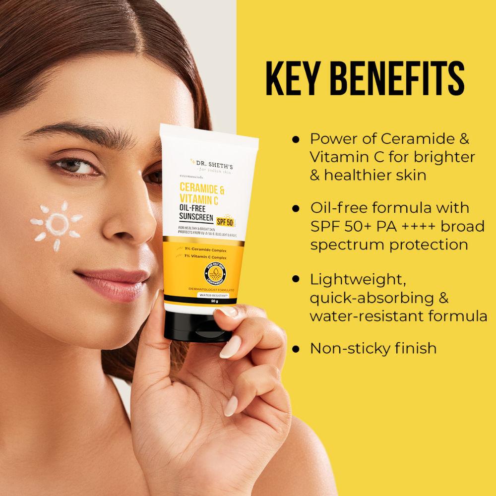 Dr. Sheth's Ceramide & Vitamin C Oil-Free Sunscreen SPF 50+ PA++++ In-Vivo Tested