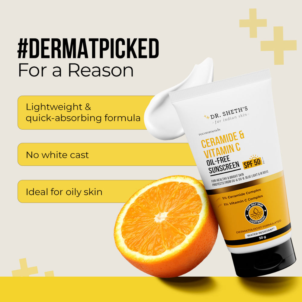 Dr. Sheth's Ceramide & Vitamin C Oil-Free Sunscreen SPF 50+ PA++++ In-Vivo Tested