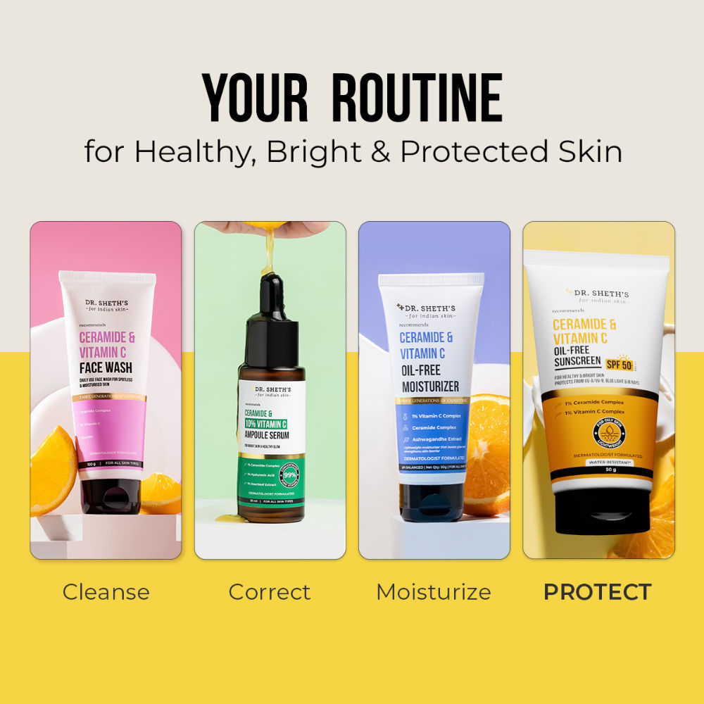 Dr. Sheth's Ceramide & Vitamin C Oil-Free Sunscreen SPF 50+ PA++++ In-Vivo Tested