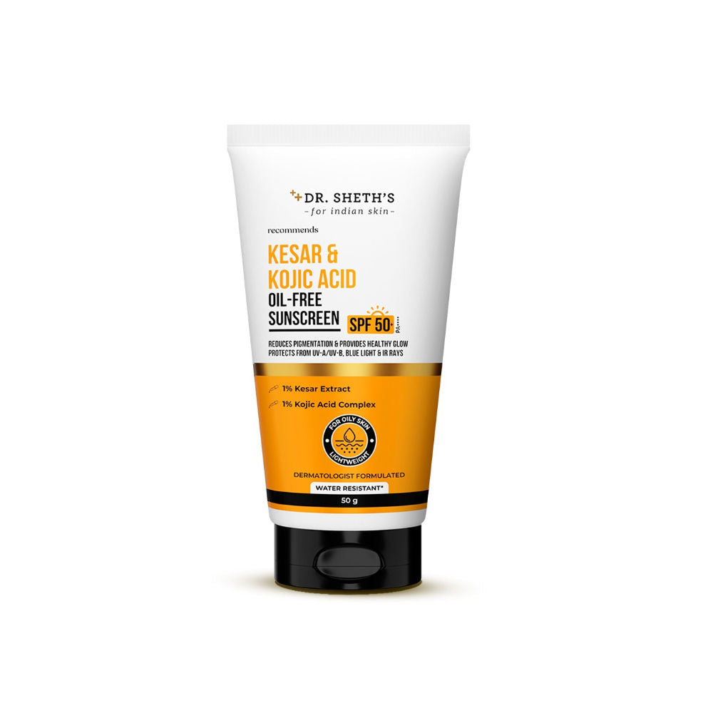 Dr. Sheth's Kesar & Kojic Oil-Free Sunscreen SPF 50+ PA++++ In-Vivo Tested For Pigmentation