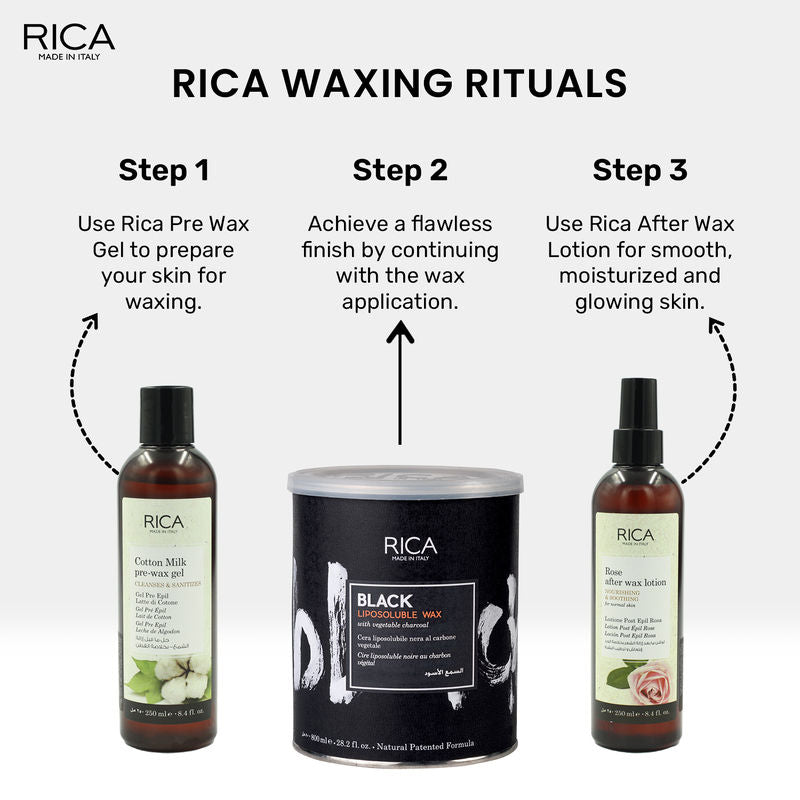 Rica Black Liposoluble Wax For All Skin Type With Glyceryl Rosinate & Natural Beeswax