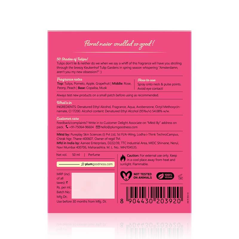 Plum Body Lovin Tulips Dont Lie Eau De Parfum Long Lasting Floral Perfume