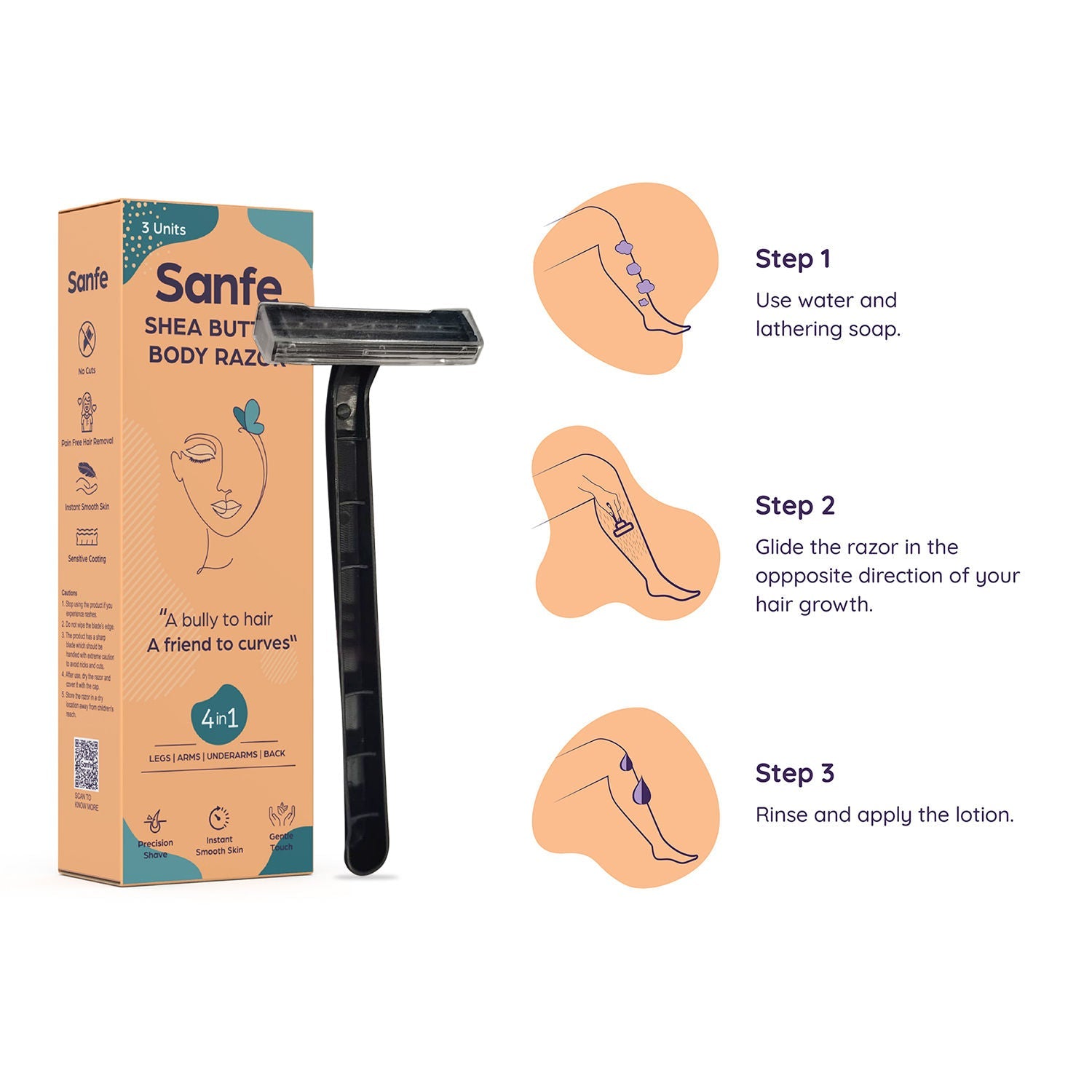 Sanfe Shea Butter Body Razor 4 in 1 for Women