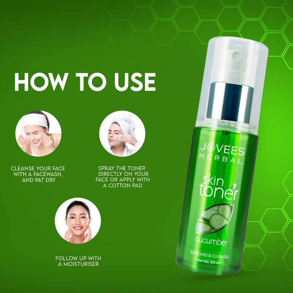 Jovees Herbal Cucumber Skin Toner For Oily & Acne Prone Skin Hydrating & Pore Tightening