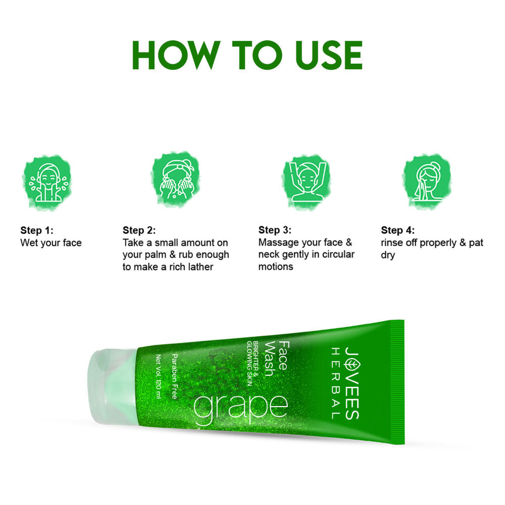 Jovees Herbal Grape Fairness Face Wash For Dull Skin Removes Dark Spots And Gives Healthy Looking Skin - 120 ml