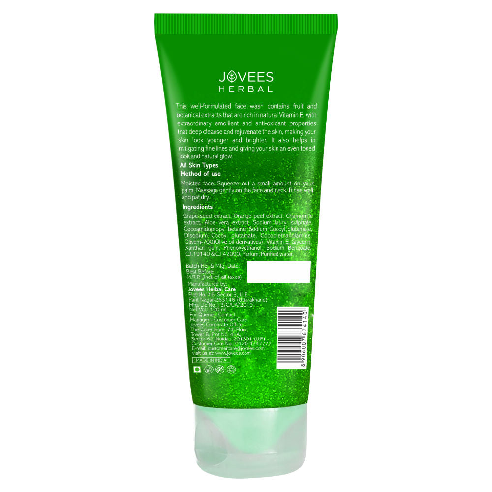 Jovees Herbal Grape Fairness Face Wash For Dull Skin Removes Dark Spots And Gives Healthy Looking Skin - 120 ml