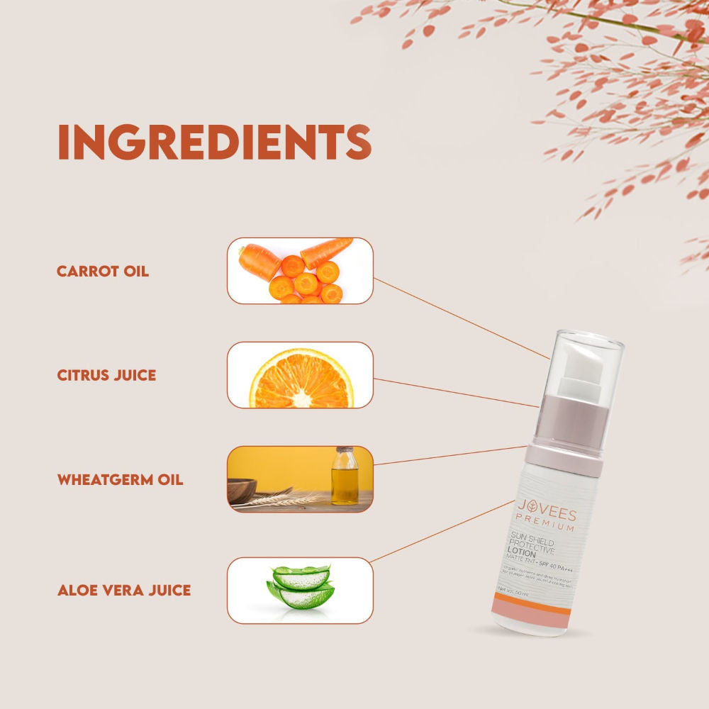 Jovees Premium Sun Shield Protective Lotion Spf 40 Matte Tint Lightweight And Oil Free