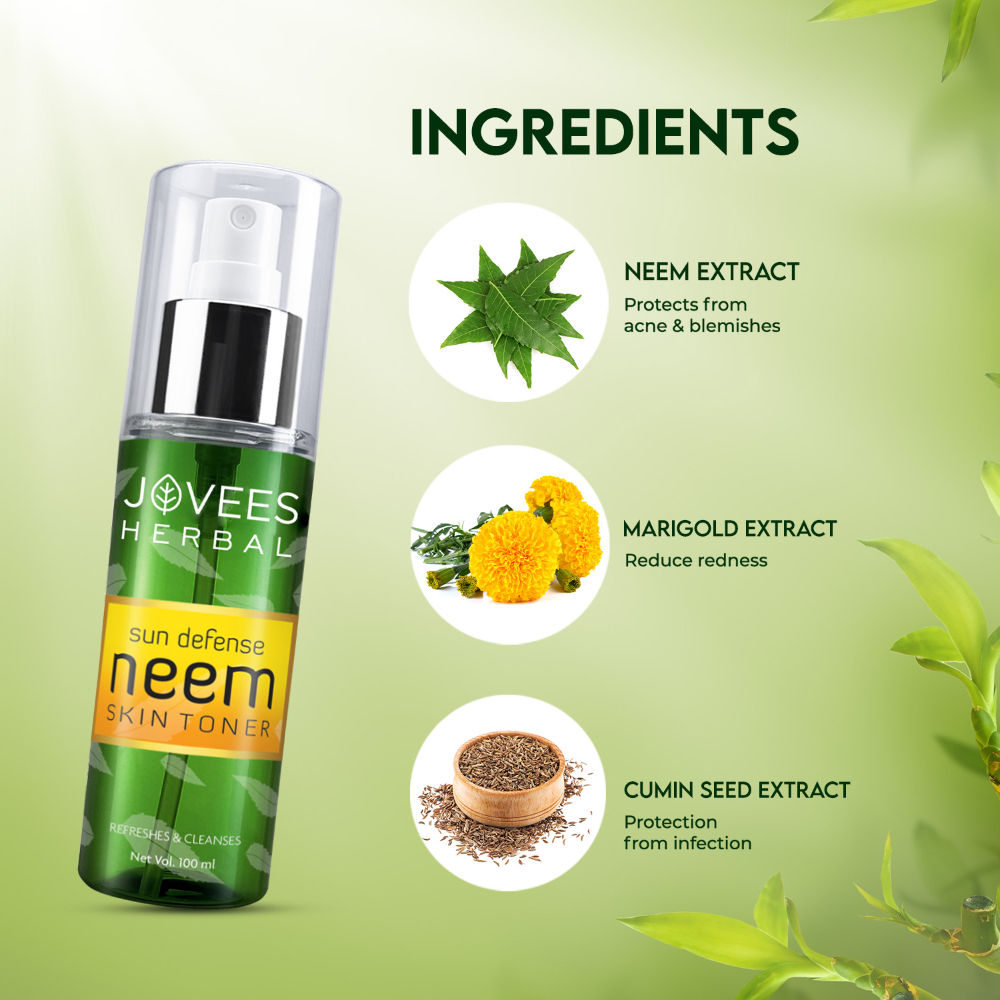 Jovees Herbal Sun Defence Neem Skin Toner Pore Tightening And Protection Against Sun Damage & Tanning - 100 ml