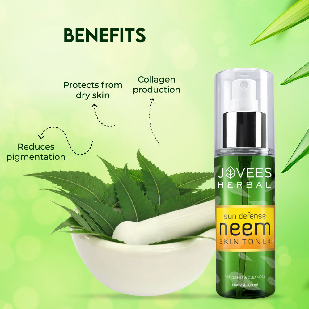 Jovees Herbal Sun Defence Neem Skin Toner Pore Tightening And Protection Against Sun Damage & Tanning - 100 ml