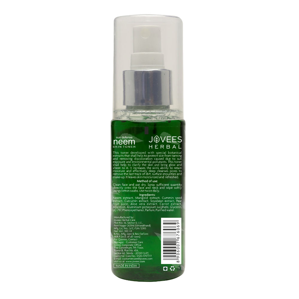 Jovees Herbal Sun Defence Neem Skin Toner Pore Tightening And Protection Against Sun Damage & Tanning - 100 ml