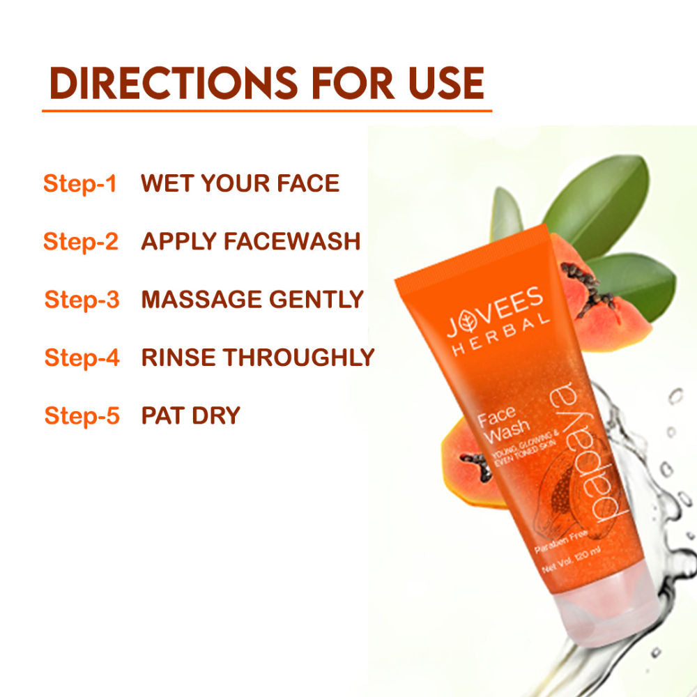 Jovees Herbal Papaya Facewash For Glowing And Brightening Skin All Skin Types Men And Women - 120 ml