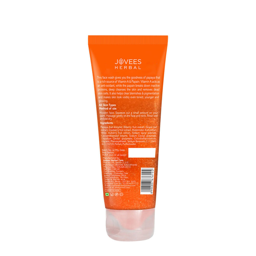 Jovees Herbal Papaya Facewash For Glowing And Brightening Skin All Skin Types Men And Women - 120 ml