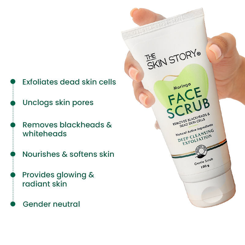 The Skin Story Moringa Gentle Face Scrub For Fresh Clear Skin Removes Blackheads Dead Skin Cells Tan