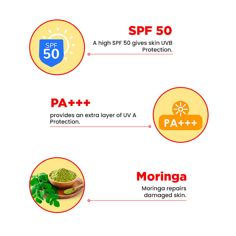 The Skin Story Moringa Face Sunscreen SPF 50+ PA+++ For Detan, Anti-Aging, No White Cast, Non Sticky