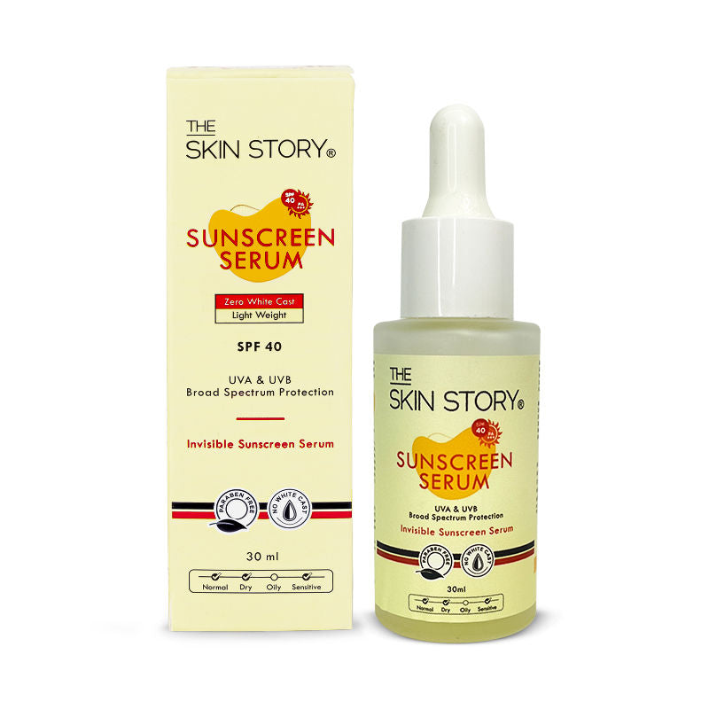 The Skin Story Invisible Liquid Sunscreen Serum For Face, SPF 40 PA+++ With Vitamin E, No White Cast