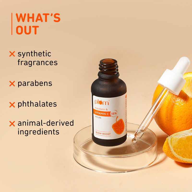 Plum 15% Vitamin C Glow Face Serum - Dermat Tested To Fight Dark Spots- Pigmentation & Dull Skin