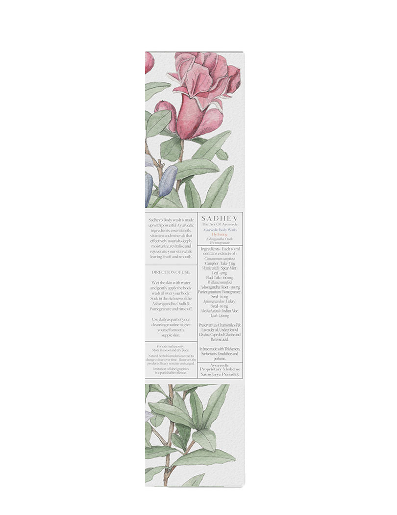 SADHEV Ayurvedic Ashwagandha, Oudh & Pomegranate Hydrating Body Wash