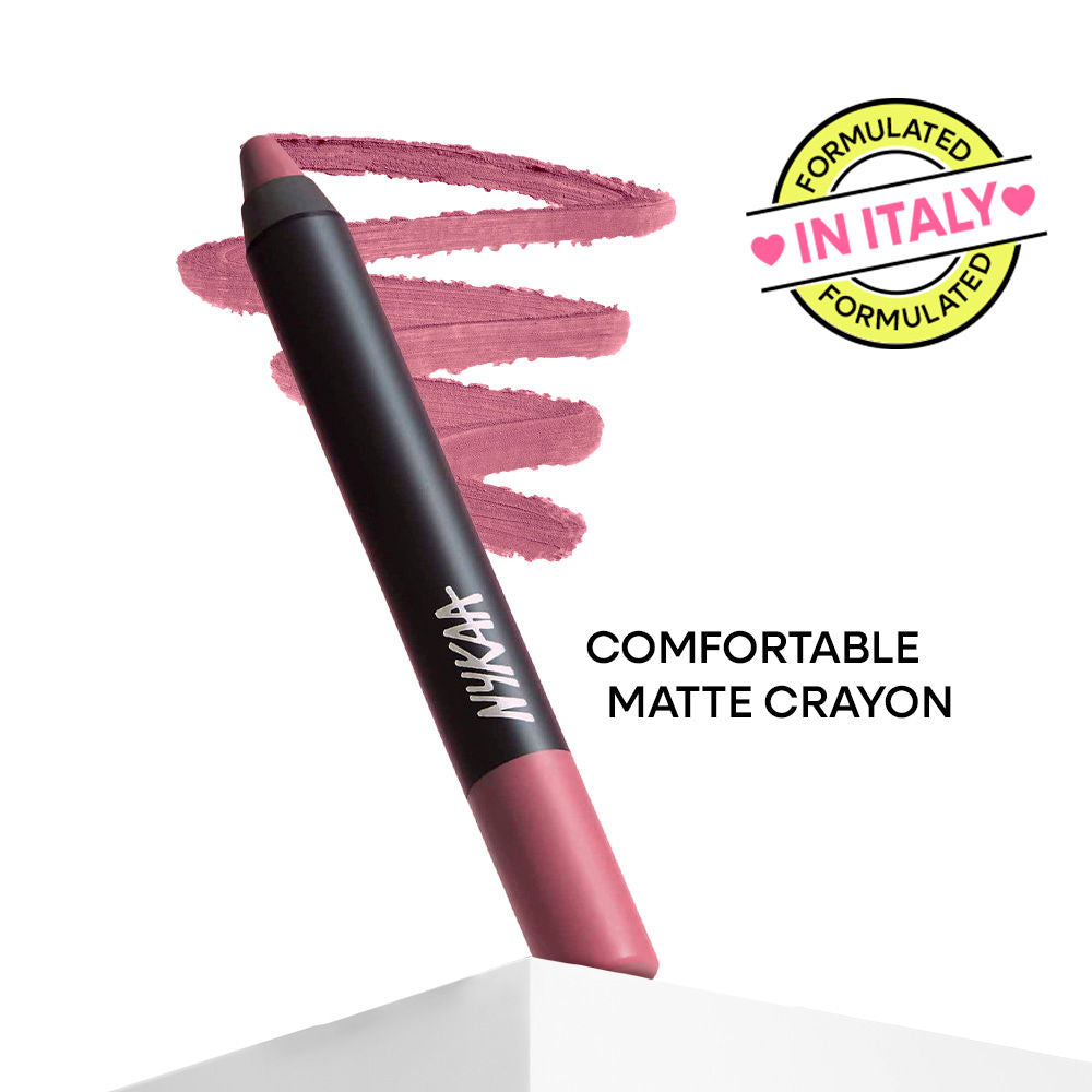 Nykaa Matte-illicious Transferproof Lip Crayon Lipstick with Free Sharpener