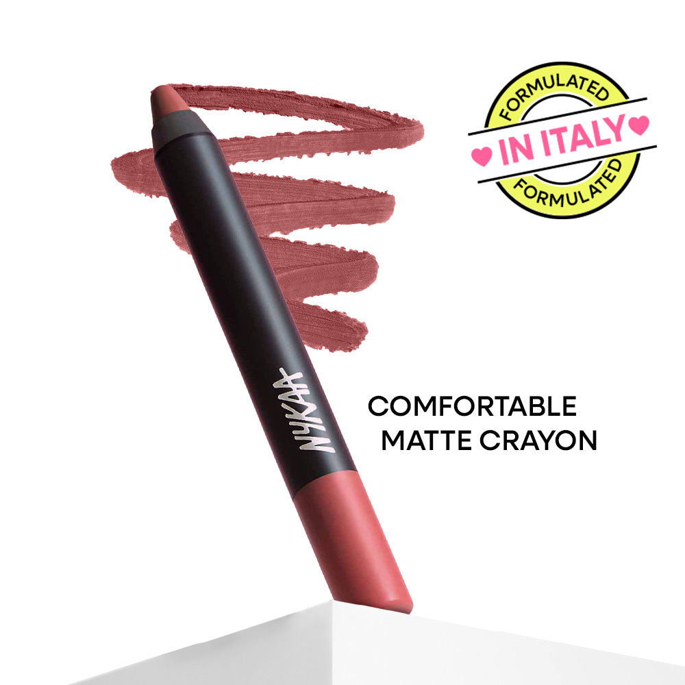 Nykaa Matte-illicious Transferproof Lip Crayon Lipstick with Free Sharpener