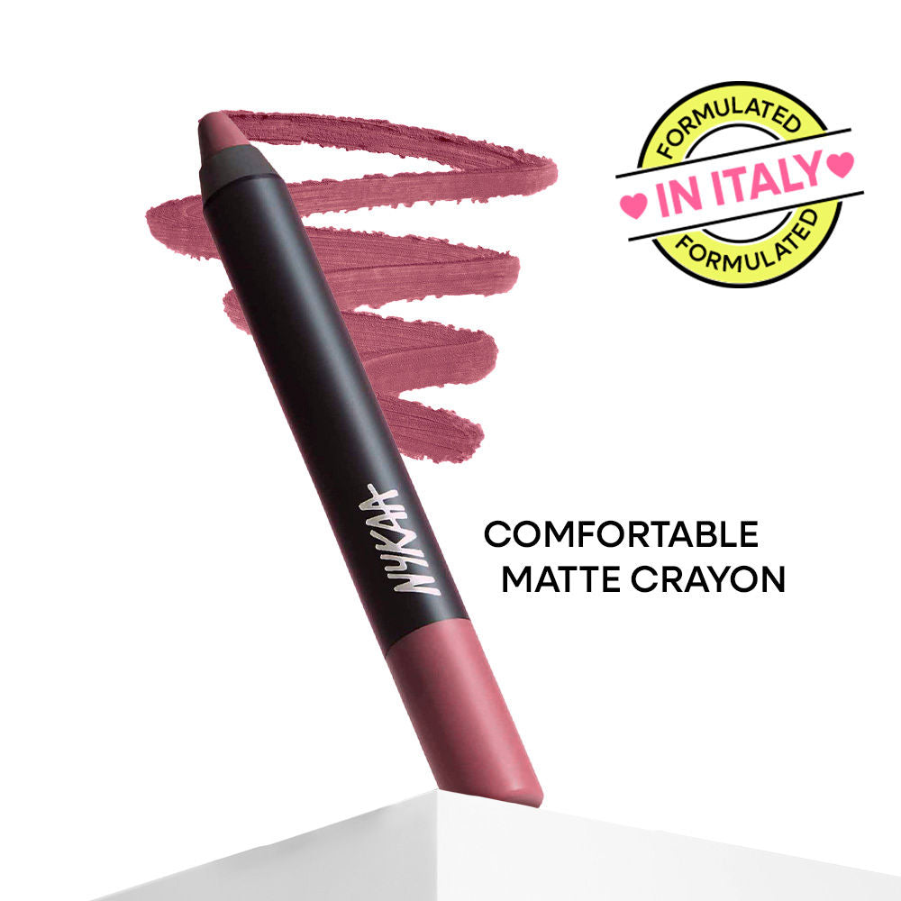 Nykaa Matte-illicious Transferproof Lip Crayon Lipstick with Free Sharpener