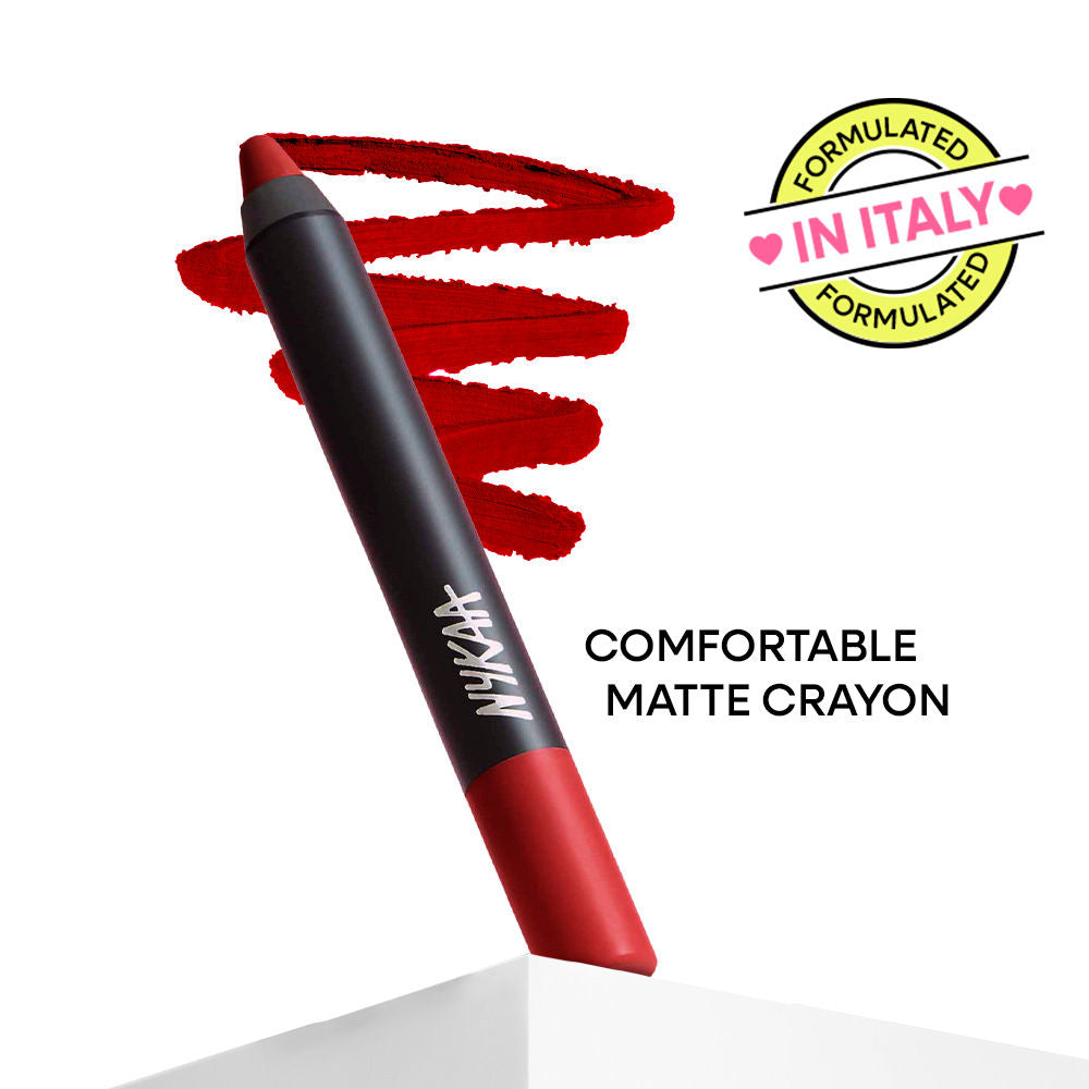 Nykaa Matte-illicious Transferproof Lip Crayon Lipstick with Free Sharpener