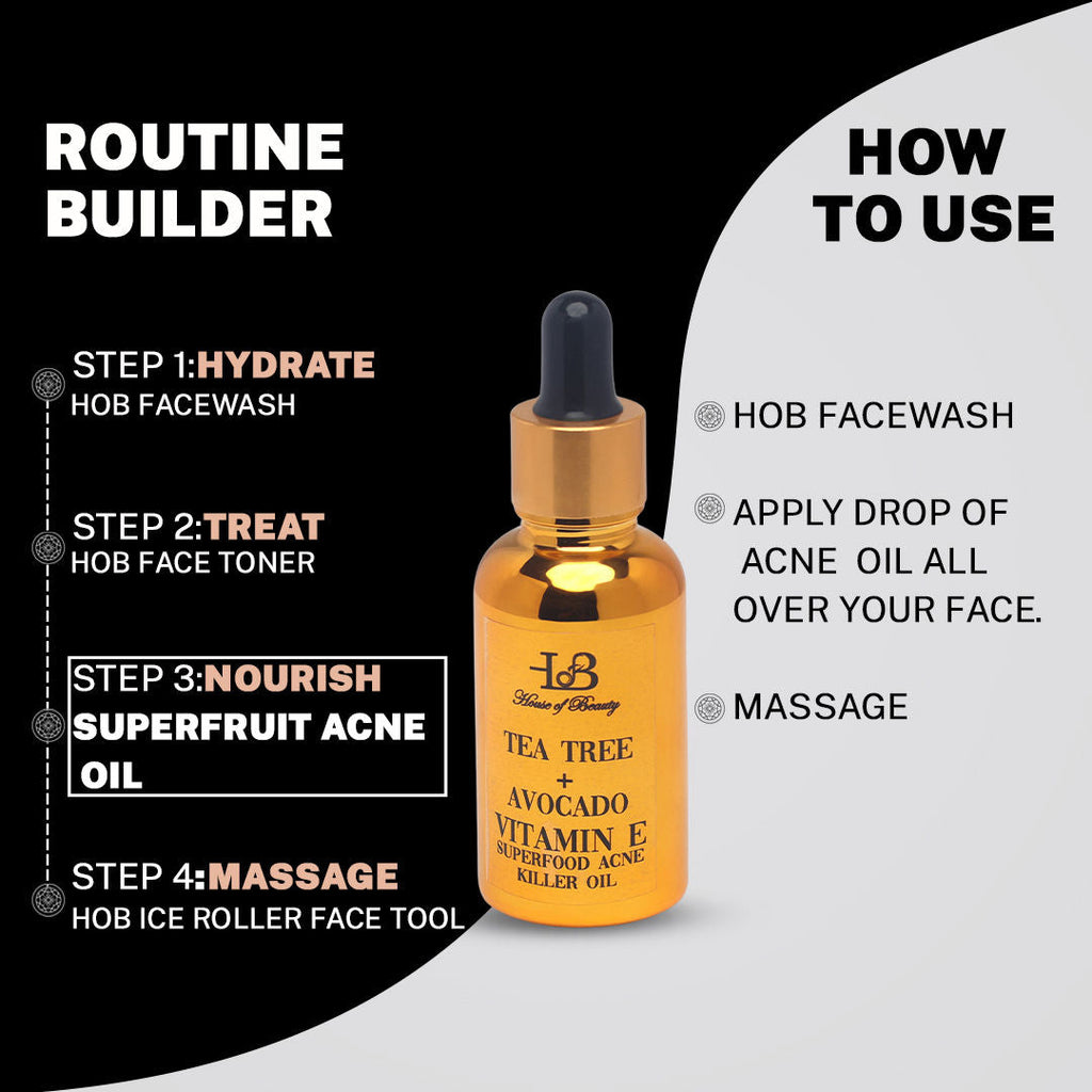 House Of Beauty Tree Tea + Avocado Vitamin E Oil Super Food Acne Killer Oil