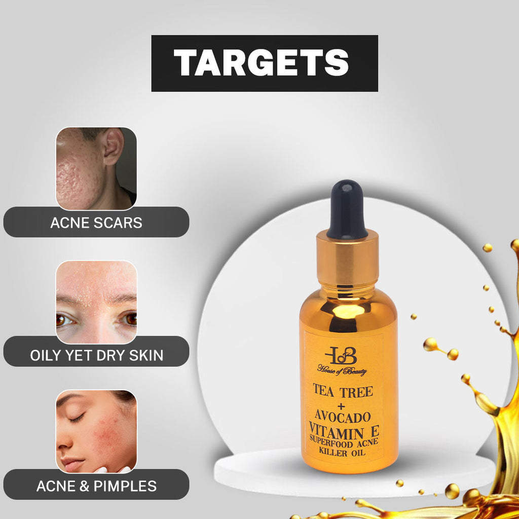 House Of Beauty Tree Tea + Avocado Vitamin E Oil Super Food Acne Killer Oil