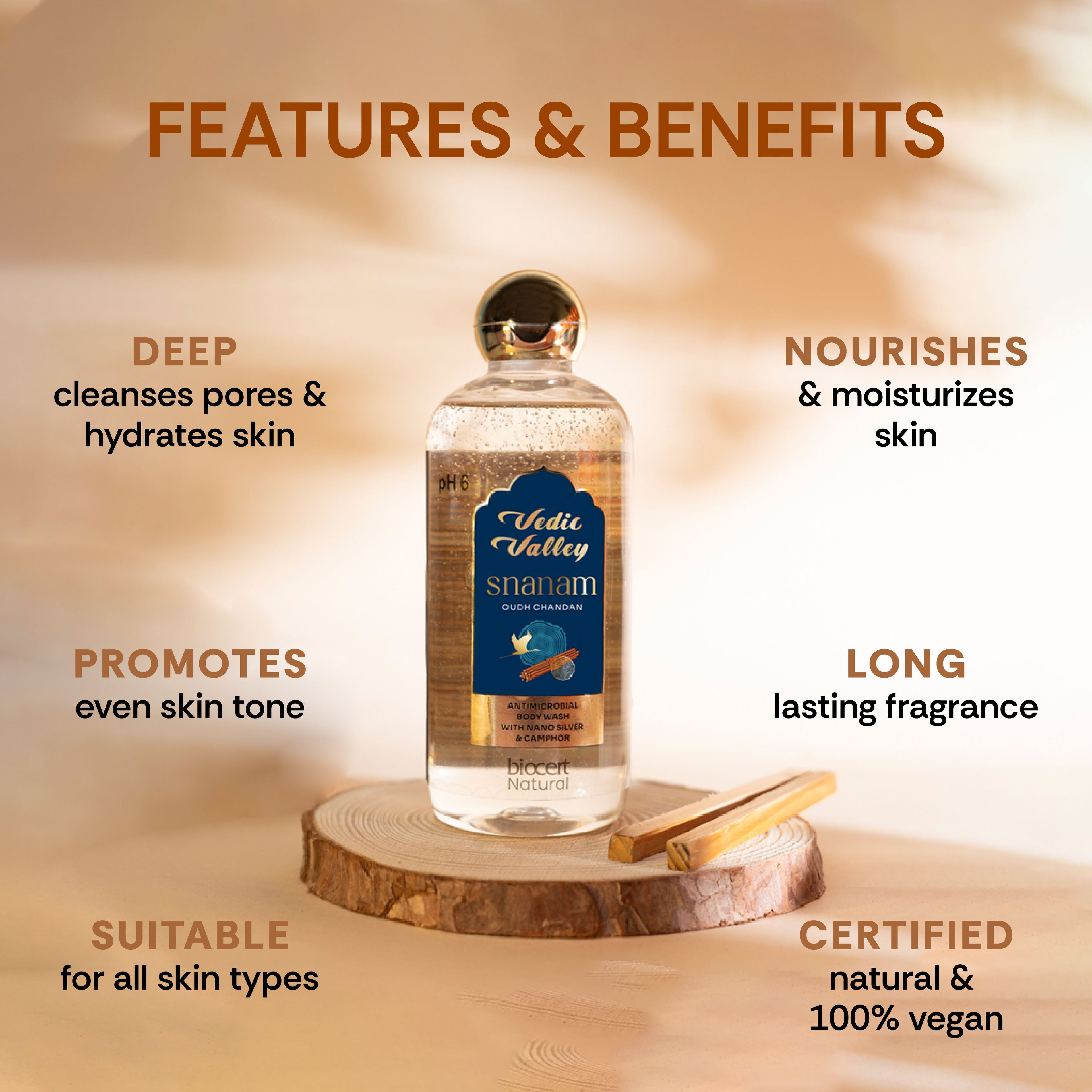 Vedic Valley Refreshing Oud Chandan Hair & Body Wash