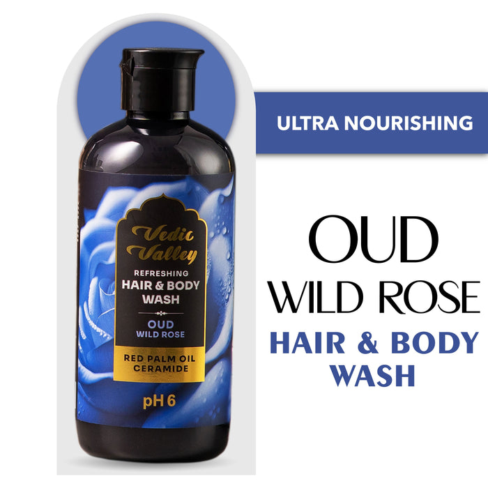 Vedic Valley Refreshing Oud Wild Rose Hair & Body Wash