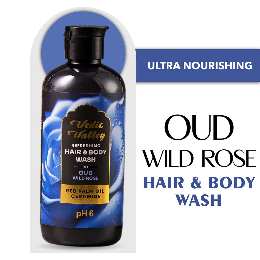 Vedic Valley Refreshing Oud Wild Rose Hair & Body Wash