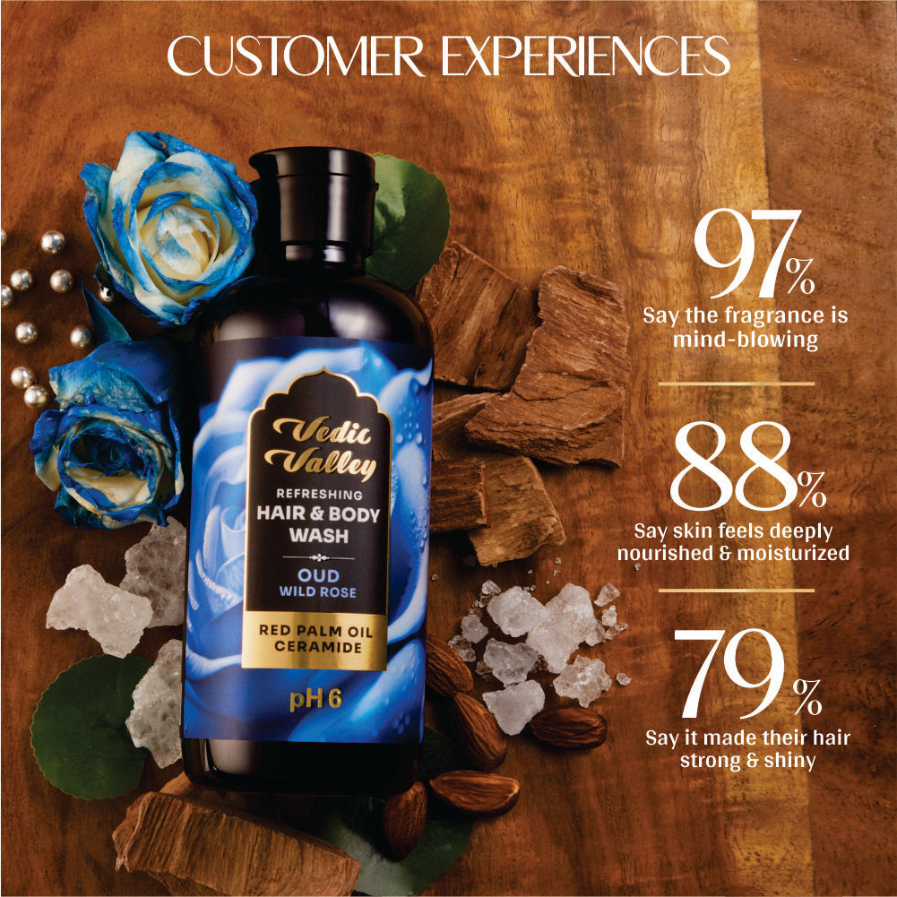 Vedic Valley Refreshing Oud Wild Rose Hair & Body Wash