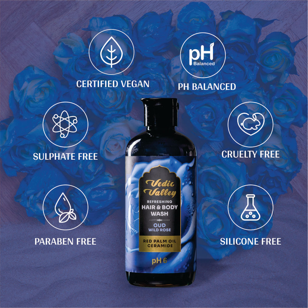 Vedic Valley Refreshing Oud Wild Rose Hair & Body Wash